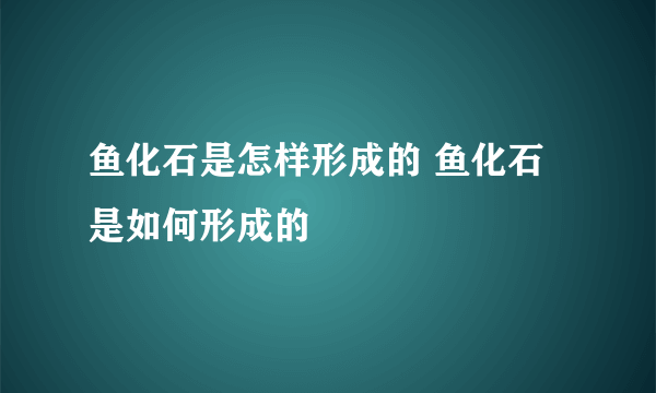 鱼化石是怎样形成的 鱼化石是如何形成的