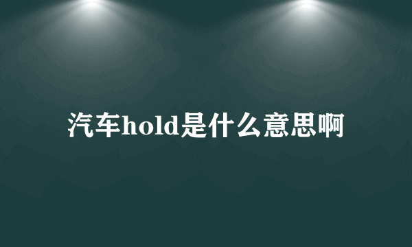 汽车hold是什么意思啊