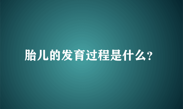 胎儿的发育过程是什么？