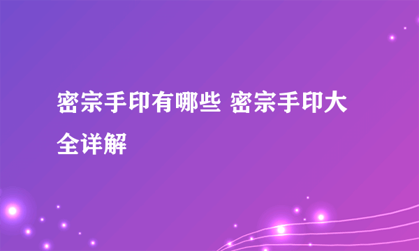 密宗手印有哪些 密宗手印大全详解