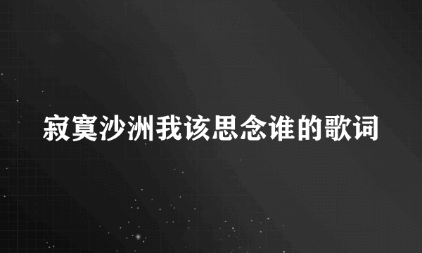 寂寞沙洲我该思念谁的歌词