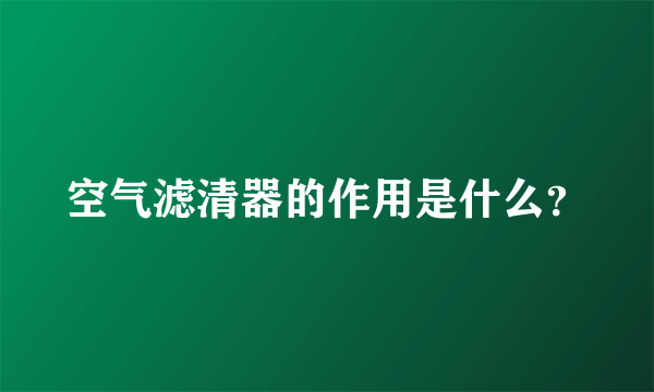 空气滤清器的作用是什么？