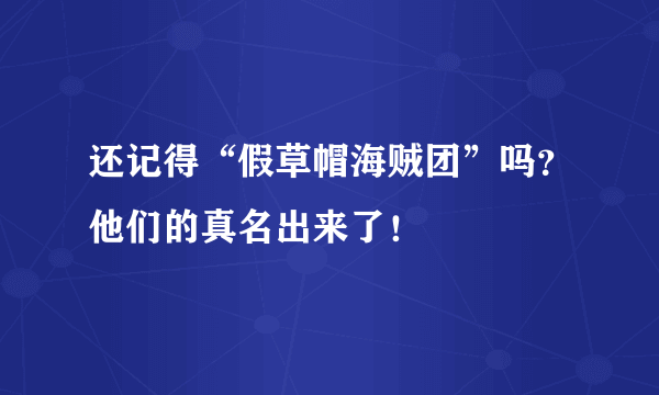 还记得“假草帽海贼团”吗？他们的真名出来了！