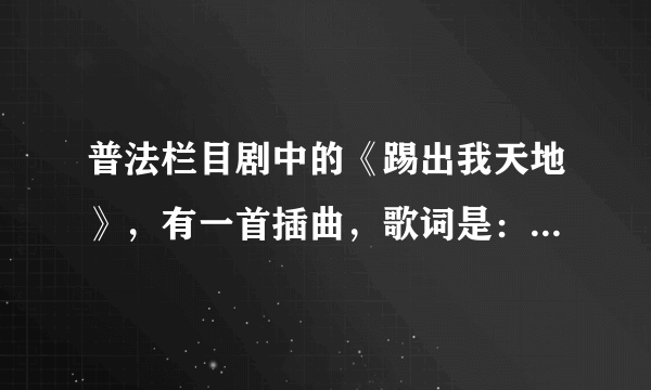 普法栏目剧中的《踢出我天地》，有一首插曲，歌词是：“我一个回旋踢，踢出个天地”。求歌名？