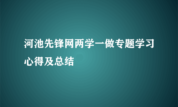 河池先锋网两学一做专题学习心得及总结