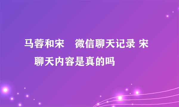 马蓉和宋喆微信聊天记录 宋喆聊天内容是真的吗