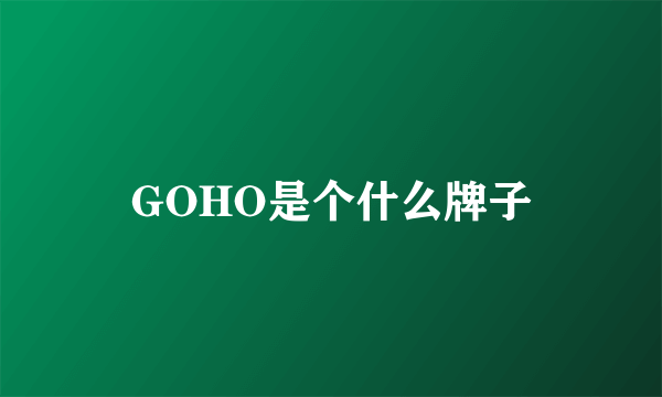 GOHO是个什么牌子