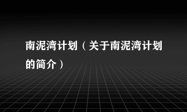 南泥湾计划（关于南泥湾计划的简介）