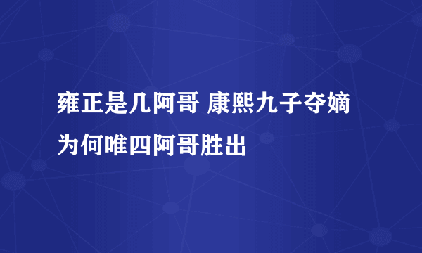 雍正是几阿哥 康熙九子夺嫡为何唯四阿哥胜出