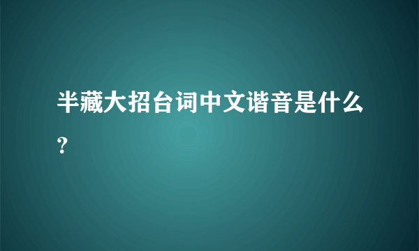 半藏大招台词中文谐音是什么？