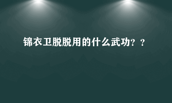 锦衣卫脱脱用的什么武功？？