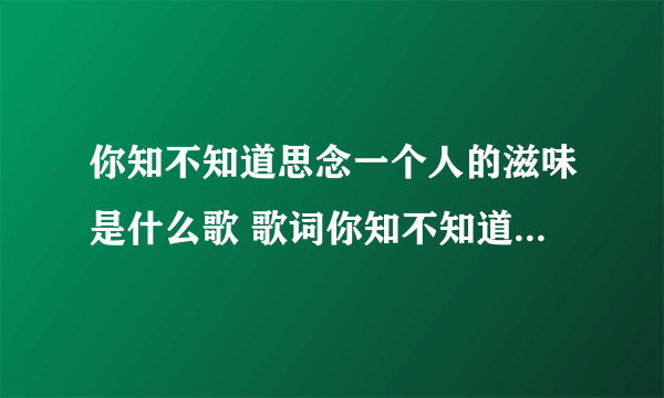 你知不知道思念一个人的滋味是什么歌 歌词你知不知道思念一个人的滋味是什么歌