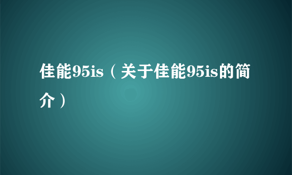 佳能95is（关于佳能95is的简介）