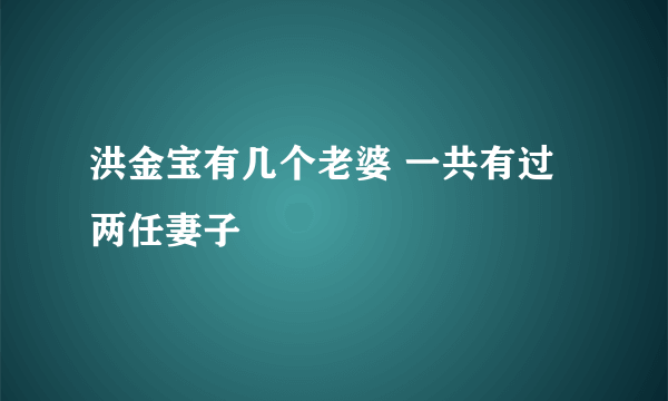 洪金宝有几个老婆 一共有过两任妻子