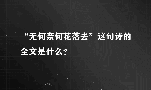 “无何奈何花落去”这句诗的全文是什么？