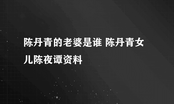 陈丹青的老婆是谁 陈丹青女儿陈夜谭资料