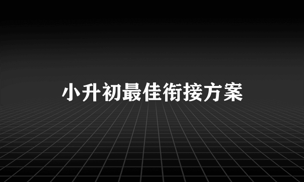 小升初最佳衔接方案