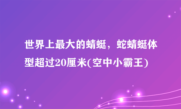 世界上最大的蜻蜓，蛇蜻蜓体型超过20厘米(空中小霸王) 