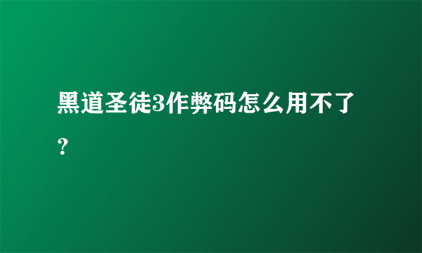 黑道圣徒3作弊码怎么用不了？