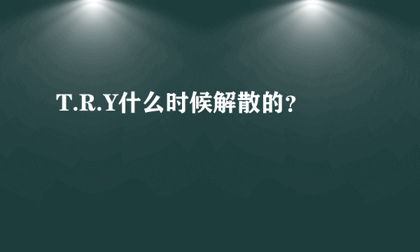 T.R.Y什么时候解散的？