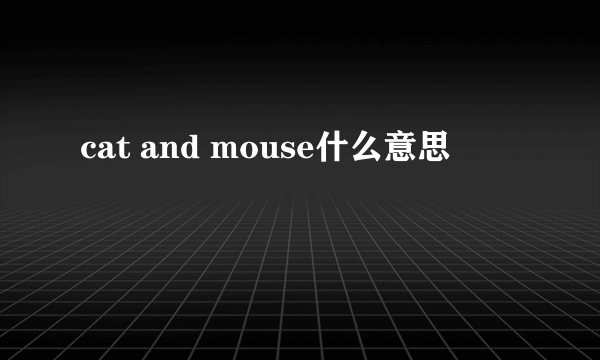 cat and mouse什么意思