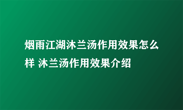 烟雨江湖沐兰汤作用效果怎么样 沐兰汤作用效果介绍