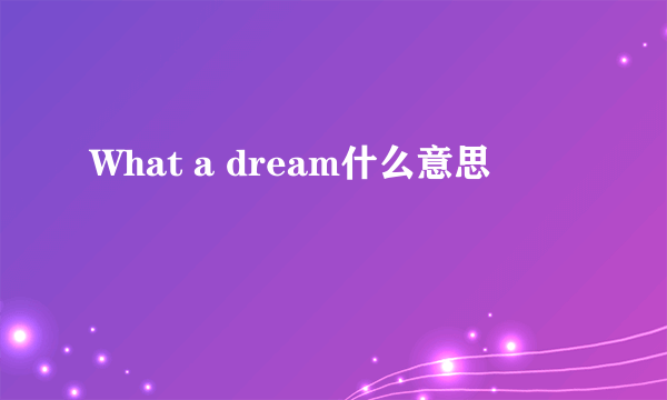 What a dream什么意思