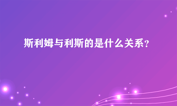 斯利姆与利斯的是什么关系？