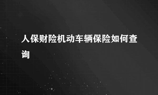 人保财险机动车辆保险如何查询