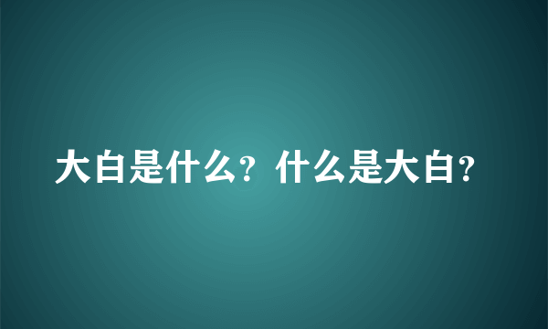 大白是什么？什么是大白？