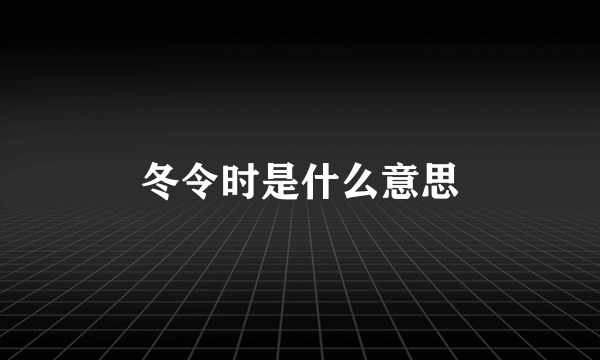 冬令时是什么意思