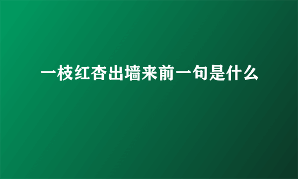 一枝红杏出墙来前一句是什么