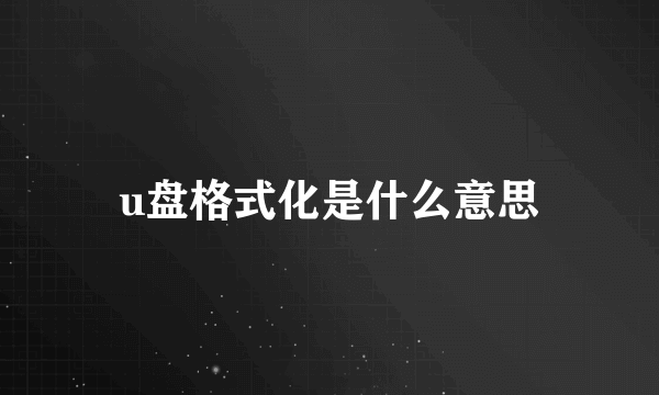 u盘格式化是什么意思