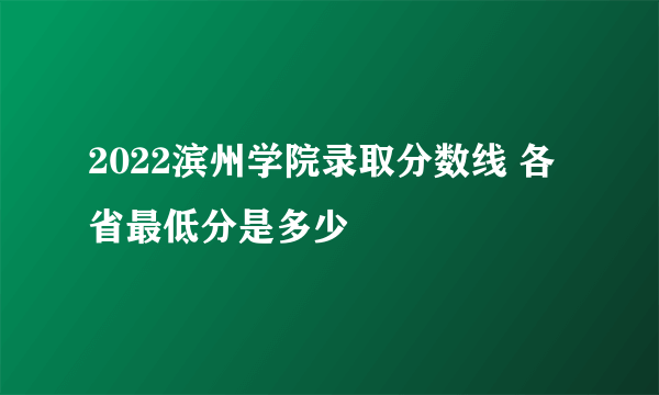 2022滨州学院录取分数线 各省最低分是多少