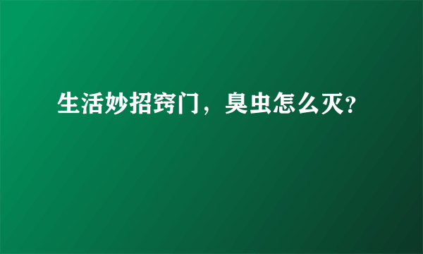 生活妙招窍门，臭虫怎么灭？