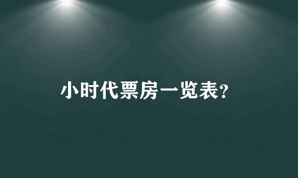 小时代票房一览表？