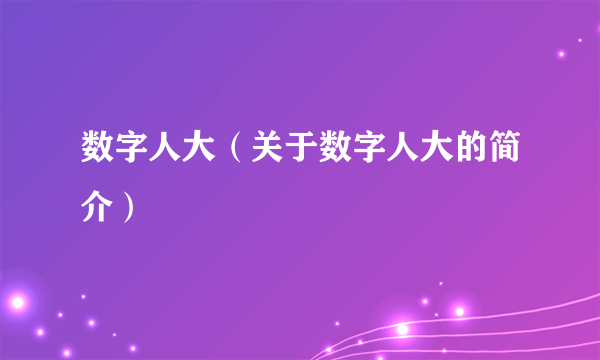 数字人大（关于数字人大的简介）