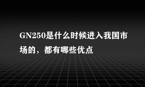 GN250是什么时候进入我国市场的，都有哪些优点