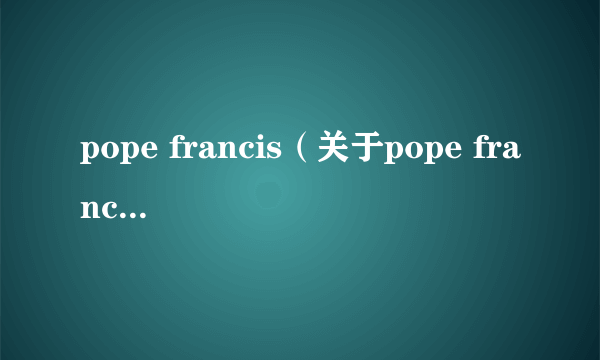 pope francis（关于pope francis的简介）