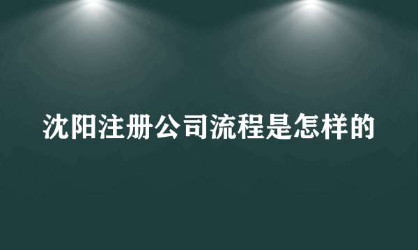 沈阳注册公司流程是怎样的