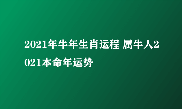 2021年牛年生肖运程 属牛人2021本命年运势