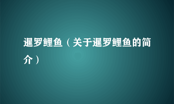 暹罗鲤鱼（关于暹罗鲤鱼的简介）