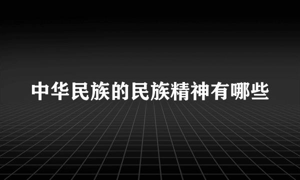 中华民族的民族精神有哪些