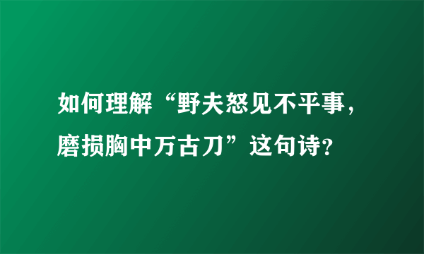 如何理解“野夫怒见不平事，磨损胸中万古刀”这句诗？