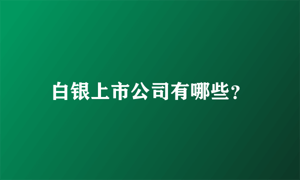 白银上市公司有哪些？