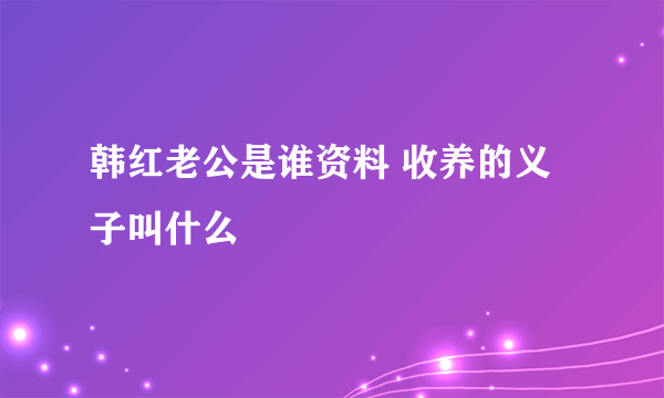 韩红老公是谁资料 收养的义子叫什么