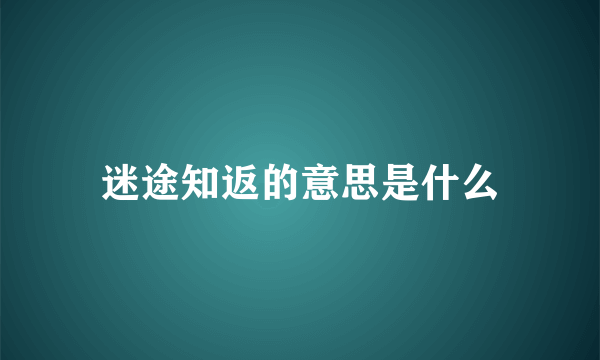 迷途知返的意思是什么