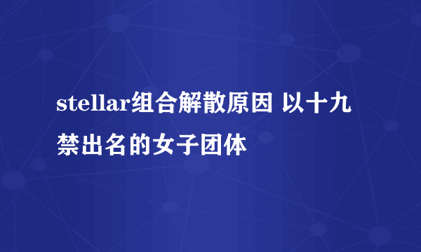 stellar组合解散原因 以十九禁出名的女子团体