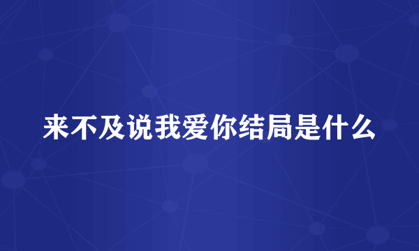 来不及说我爱你结局是什么