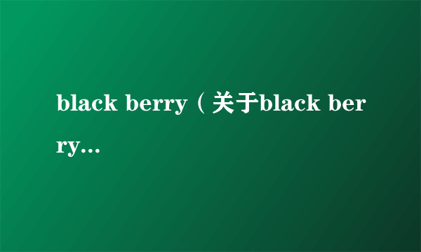 black berry（关于black berry的简介）